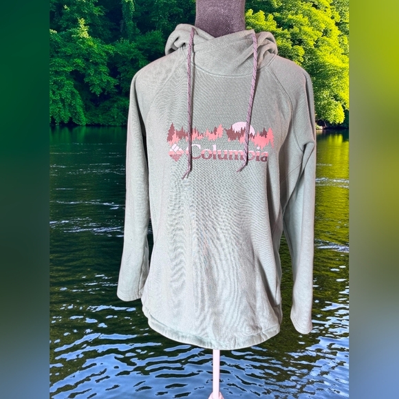 Columbia Tops - Columbia Light Gray Hoodie with Pink Graphic